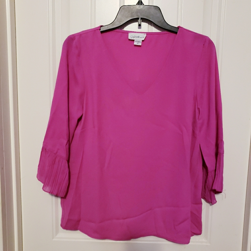 Pink V-neck Blouse